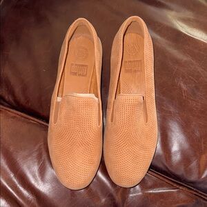 Fitflop Tan Perforated Slip-On Loafers